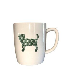 Dog-Themed Stoneware Mug With "Bow WOW" Design In White & Green